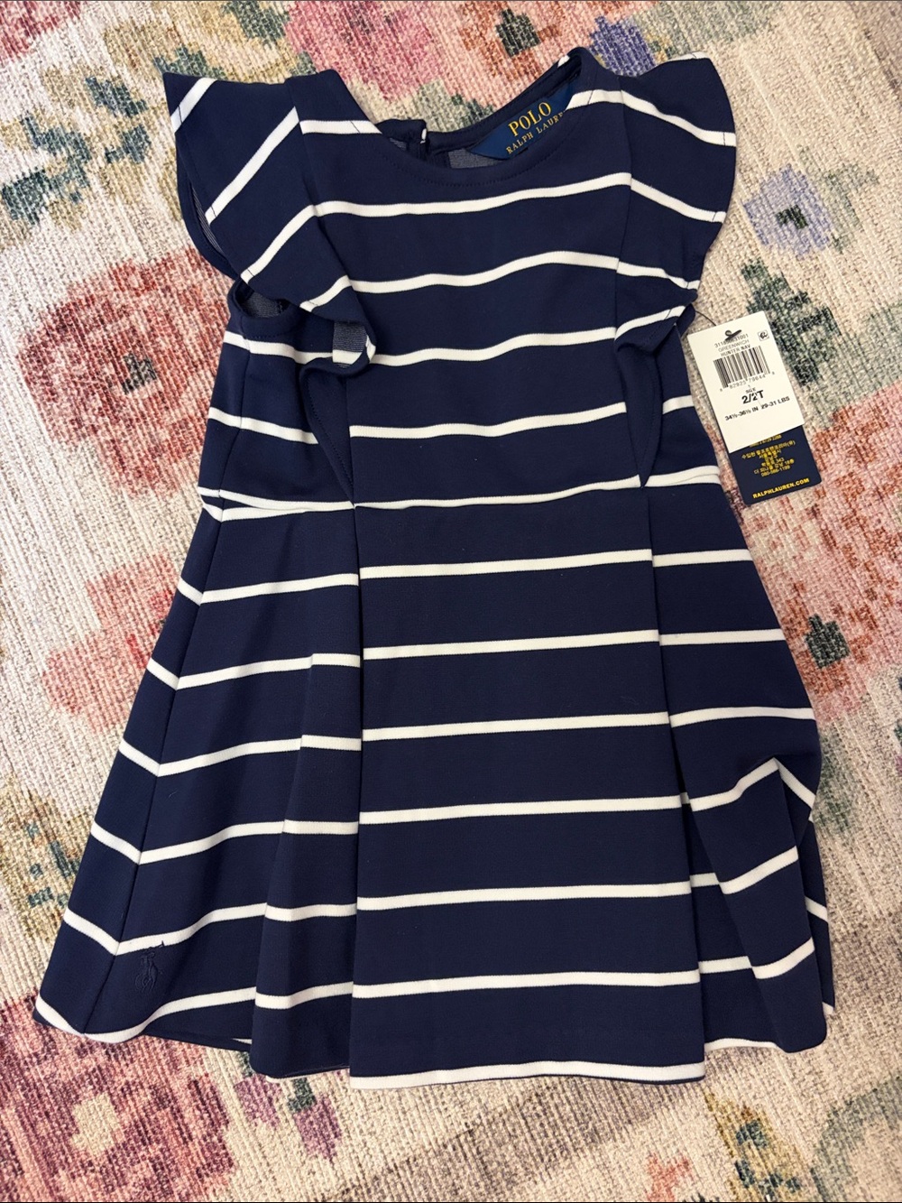 NWT Polo by Ralph Lauren Navy and White Striped Dress 2T
